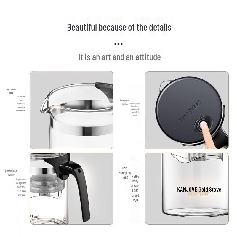 Jinzhao Large Capacity Glass Tea Pot with Infuser Filter