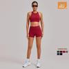 Women's Quick-Dry Cross-Back Yoga Set with Removable Pads and Sports Shorts