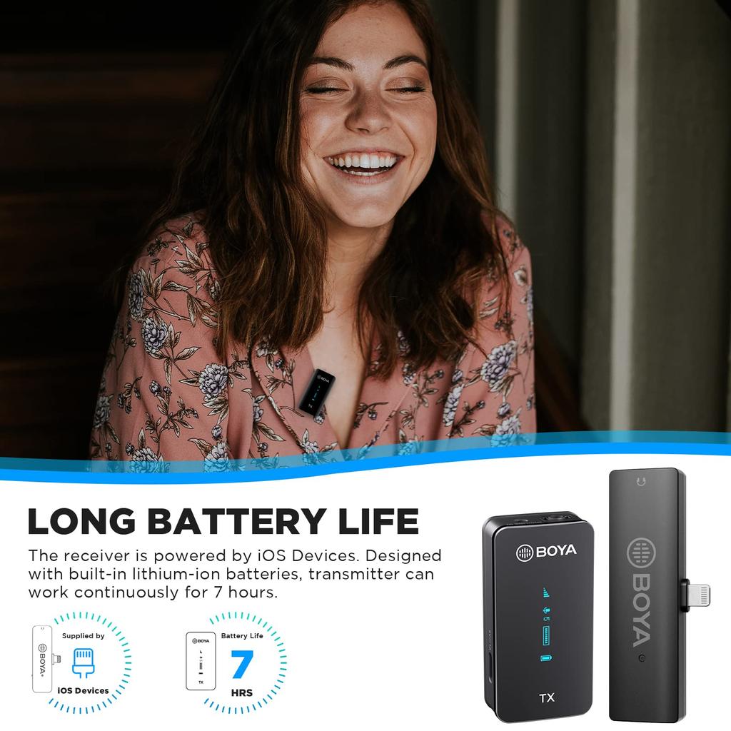 BOYA XM6 S3 iPhone Streaming Wireless Lavalier Lavalier External Microphone with Omnidirectional Sound OLED Easy Compatible with DSLR Video and