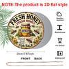 2D Flat Retro Fresh Honey Discount Aluminum Wall Logo-8x8 Inch Country Farmhouse Decoration with Bee and Jar Art, Humorous Kitchen Plaque Suitable