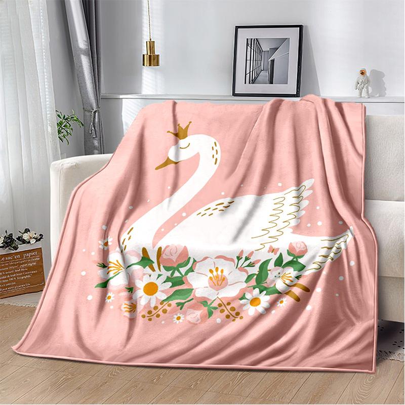HD Cartoon Cute Swan Cygnus Soft Plush Blanket,Flannel Blanket Throw Blanket for Living Room Bedroom Bed Sofa Kids Cover Gitt 3D