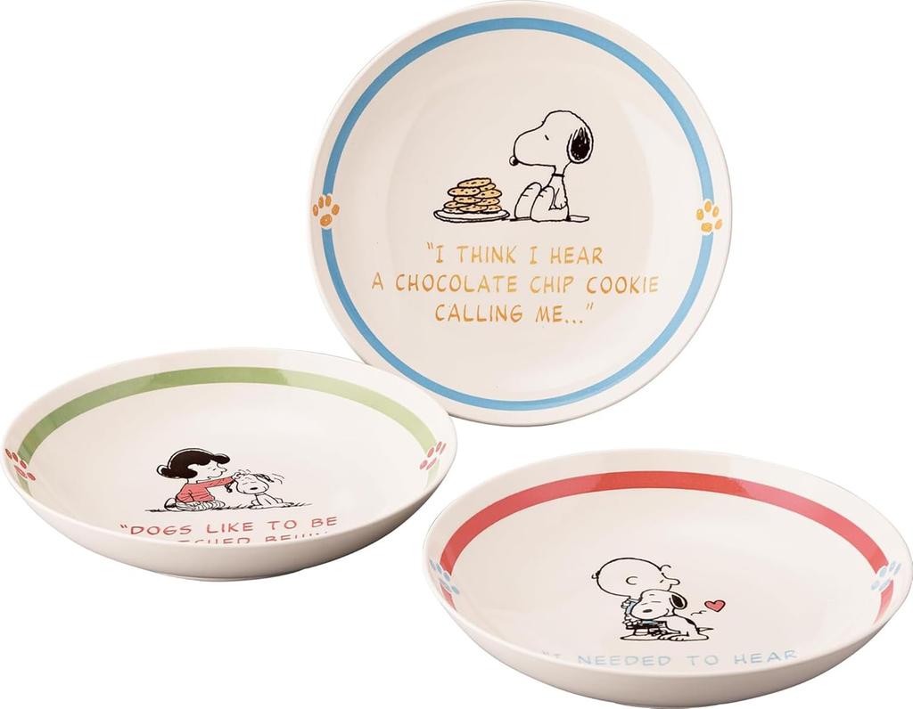 PEANUTS Snoopy Pasta Plates of Curry Diameter x 4cm Microwave and Dishwasher Mino Yamaka Made in SDG Initiative Recycled Tableware (Set 3), Plates,