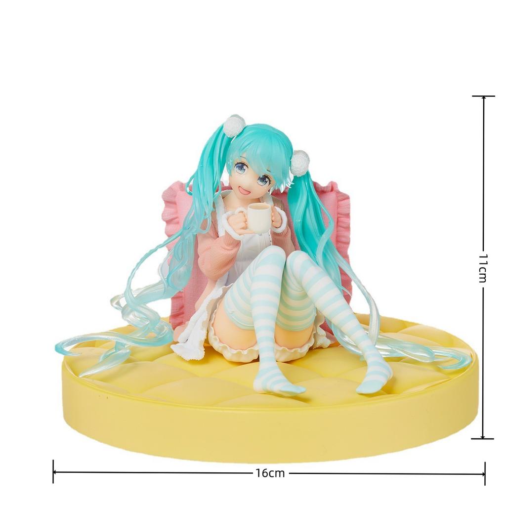 New Anime Hatsune Miku Virtual Singer Manga Figurines  Green Long Hair Pink Skirt Kawaii Girl PVC Action Figure Model Toy