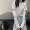 Langermede T-skjorter Kvinner Løse Hotsweet Hollow Out Crop Tops Studenter Mote Enkel All-match Våren Uformelt koreansk stil Ins