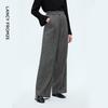 Langzi Retro Herringbone Wool Blend Wide-Leg Suit Pants