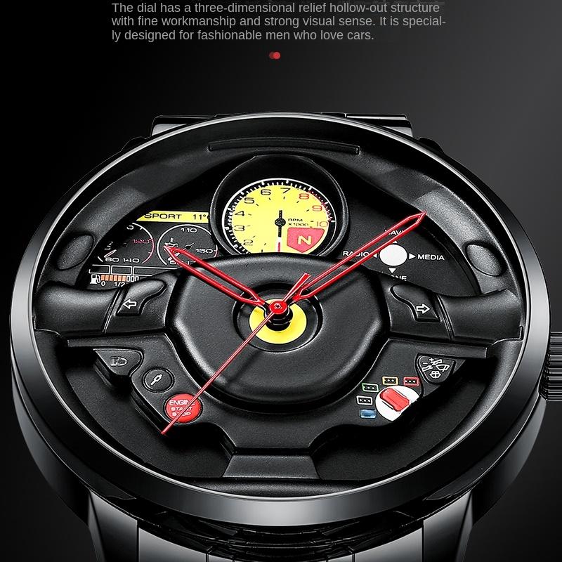 SVJ Brand Watch Cross-country Stereo Steering Wheel Waterproof Hollow Watch Forging Modified High-grade Non-mechanical Men's Watch