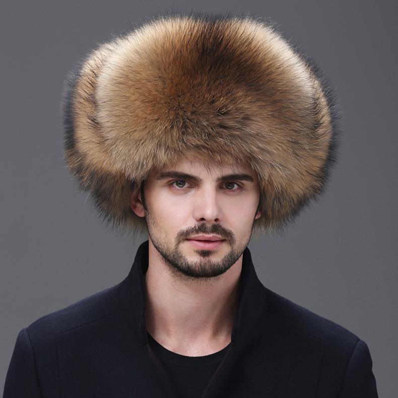 Fox Hair Lei Feng Hat Men's Raccoon Hair Northeast Winter Middle-aged and Elderly Warm Fur Leather Cotton Hat Men's Winter