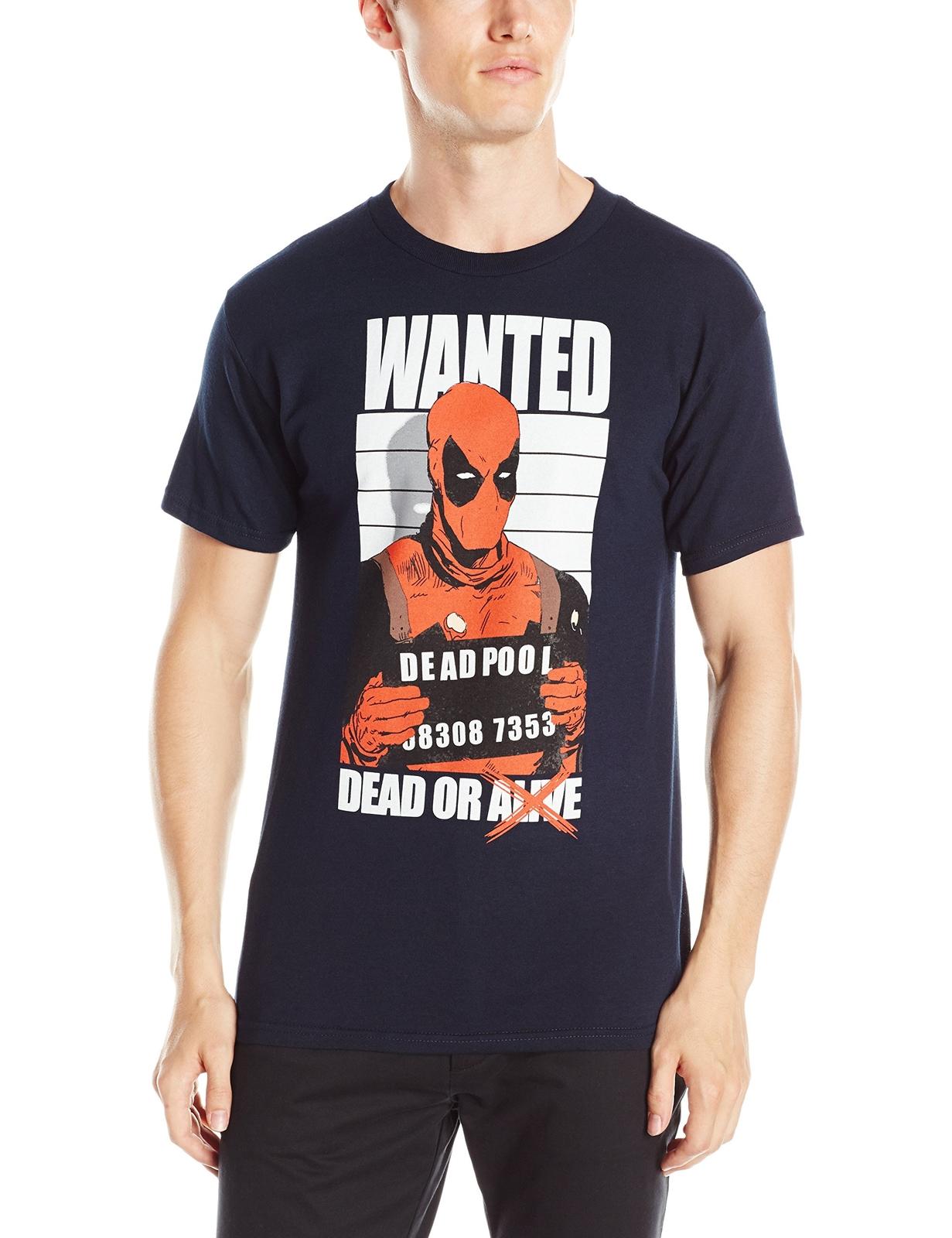Deadpool Marvel Adult New T-shirt Wanted Dear or Dead Mugshot Pic XL