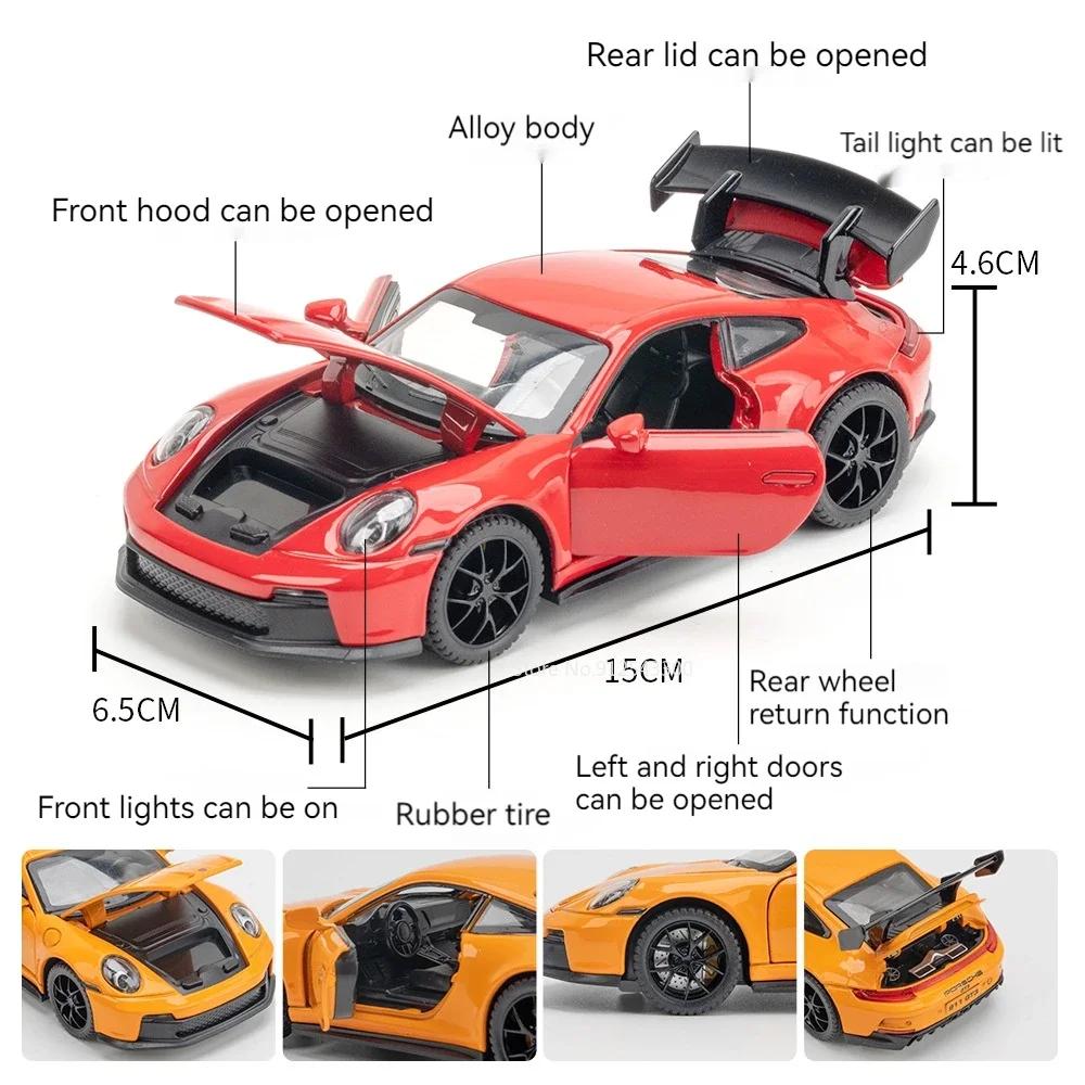 1:32 Pagani Huayra R 911 GT3 Car Model Toy Metal Body Rubber Tires Supercar Models Pull Back Sound Light Kids Collectibles Gifts