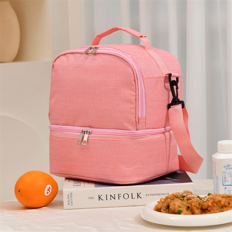 Double Layer Lunch Bag Large Adult Kids Thermal Insulation Lunch Box Bags Portable Outdoor Travel Picnic Food Storage Container