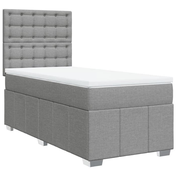 VidaXL Sommier à lattes de lit avec matelas Gris clair 100x200cm Tissu 3291593