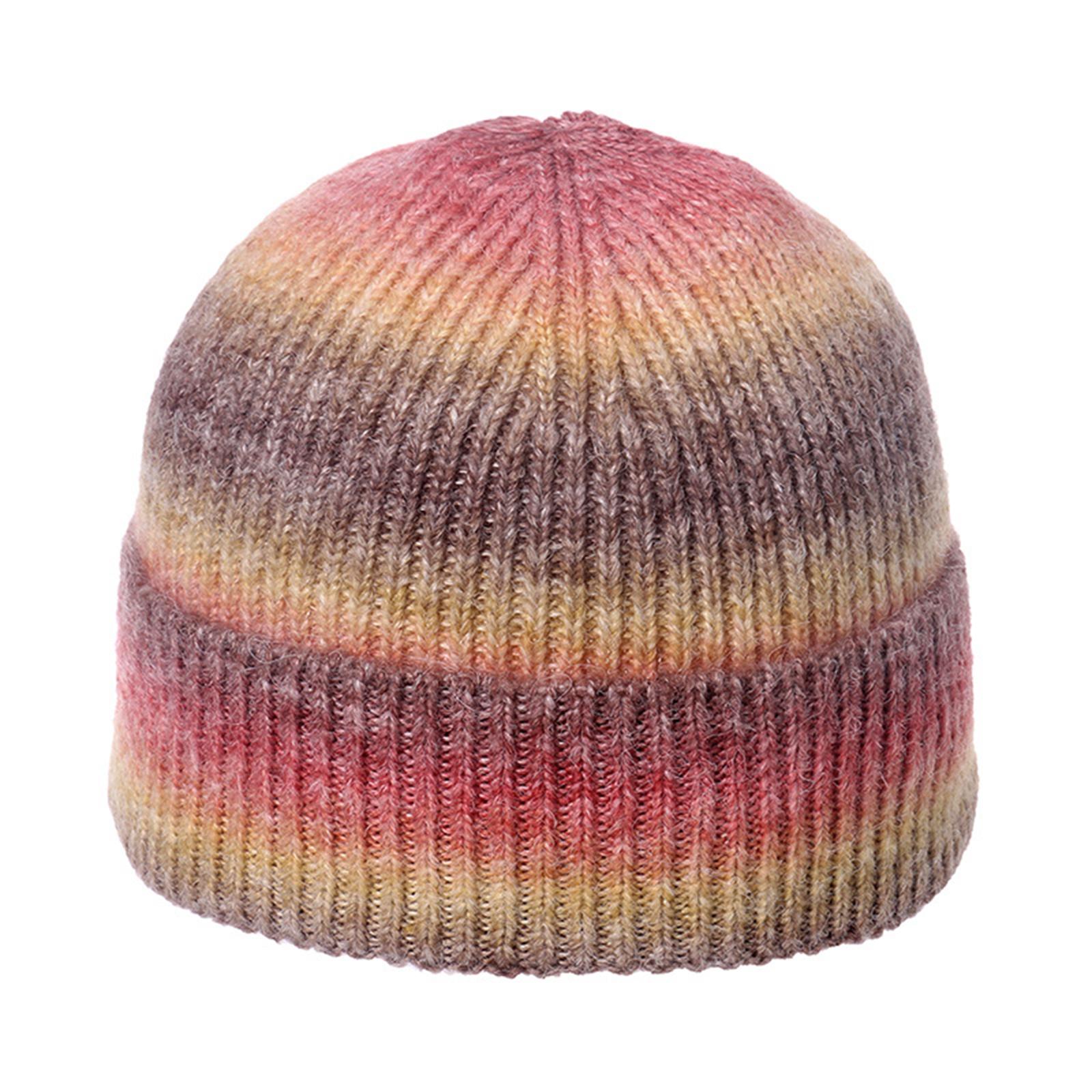 

Ladies Knitted Hat Trendy Gradient Printed Warm Hat Fashion Knitted Hat One Size
