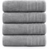 100 Cotton Bath Towels Set of 4 30x60 Ring Spun Mercerized Cotton Bathroom Towel Sets Quick Dry Soft Absorbent Grey Towels Set