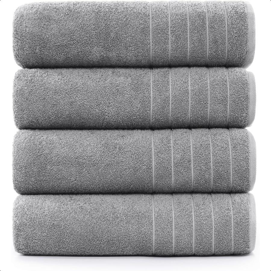 

100 Cotton Bath Towels Set of 4 30x60 Ring Spun Mercerized Cotton Bathroom Towel Sets Quick Dry Soft Absorbent Grey Towels Set United States