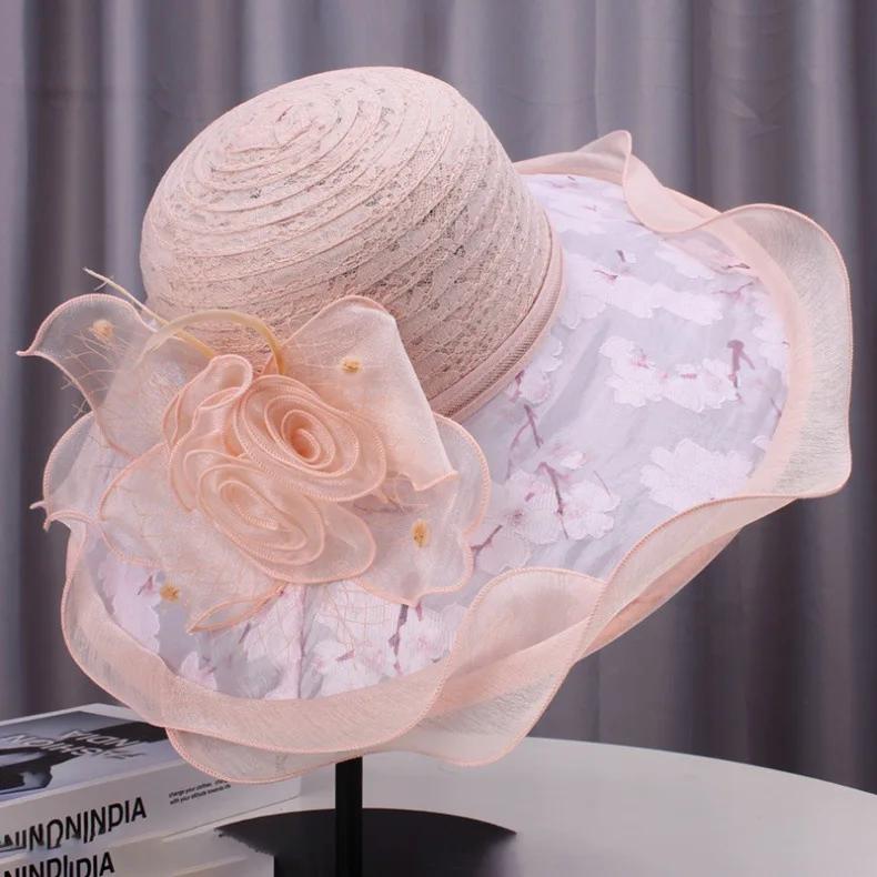 Big Brimmed Beach Sun Hat, Summer Beach Sun Hat, Fisherman Hat, Foldable Lace Elegant Flower Cool Hat