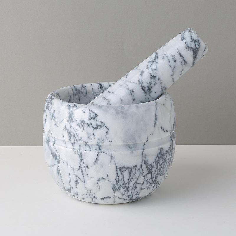 

Small Marble Mortar and Pestle - Natural Stone Grinder for Garlic and Pepper Crushing