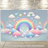 1 pièce de bannière de fond imprimée à plat 2D, tissu de fond en polyester avec arc-en-ciel, nuages et étoiles, pour décoration murale