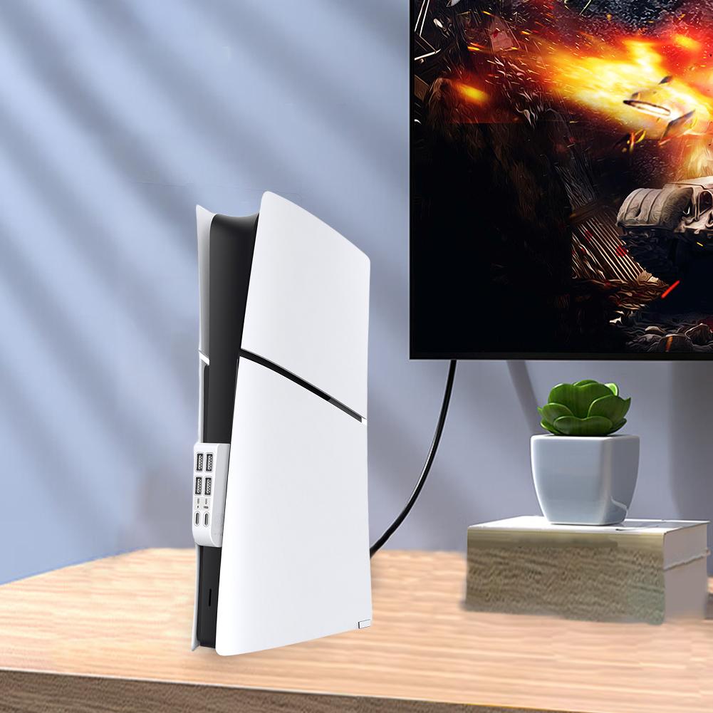 USB Port Extender with 4 USB + 2 Type C Port USB High-Speed Expansion Hub Charger Extender for PS5 Slim for Playstation 5 Slim
