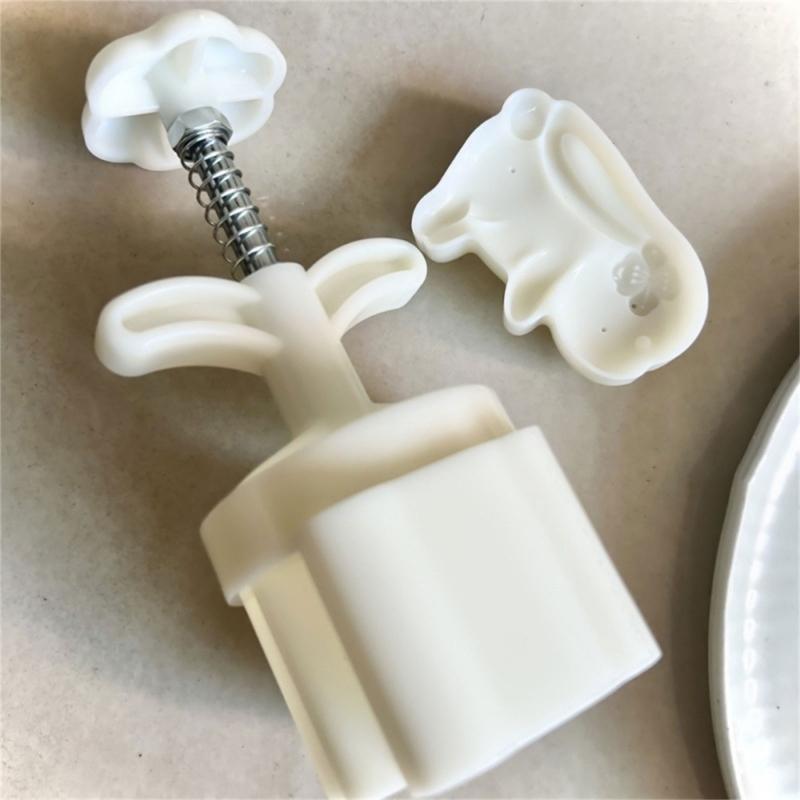 Chinese Style Rabbit Mooncake Mold 75g DIY Hand Pressure Fondant Moon Cake Mould Press Cookie Cutters Baking Tool