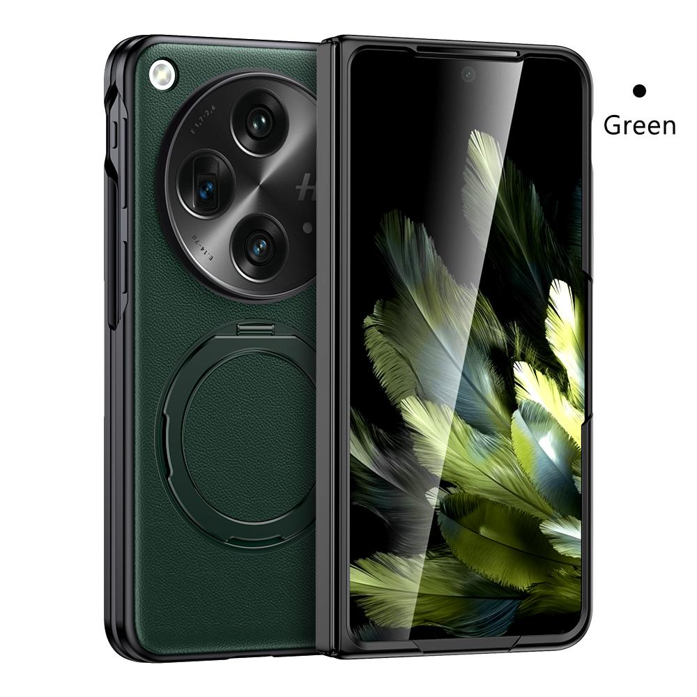 LANGSIDI Pouzdro na telefon z pravé kůže pro Oneplus Open 360° otočný stojánek prsten magnetický držák kryt pro OPPO Find N3