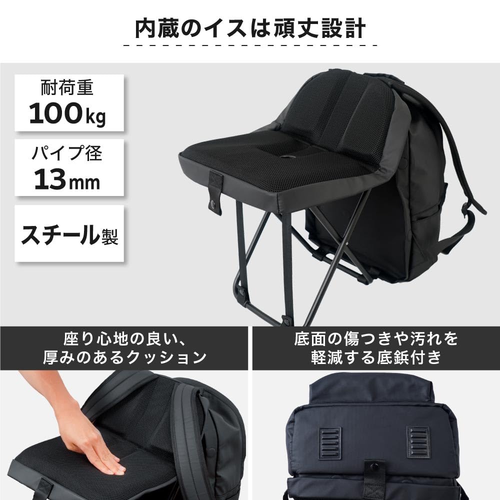 [THANKO] Krzesło Plecak Do Siedzenia W Dowolnym Miejscu ISBKPKHBK Plecak z Krzesłem, Pojemność 20L
