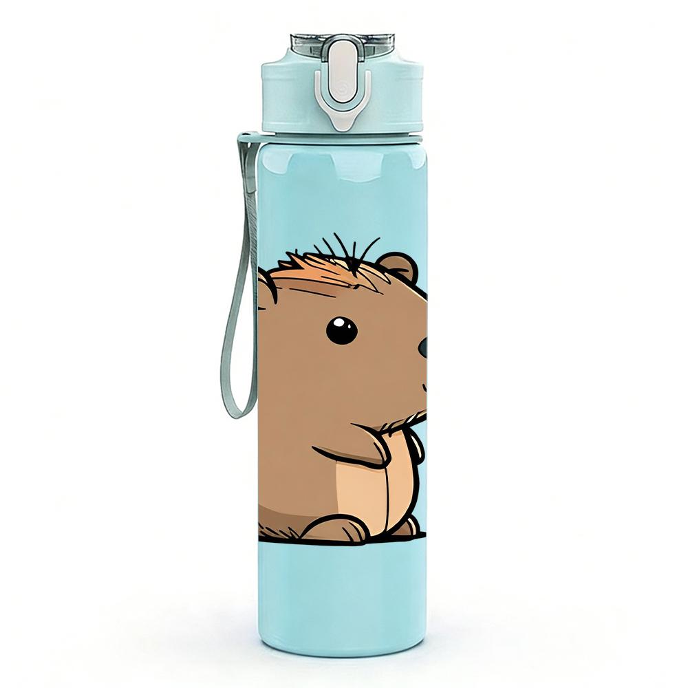 1pz Bustino Capibara Semplice in Piedi 750ml Bottiglia d'Acqua in Plastica Colorata Tappo Flip a Cannuccia Anti-perdita Per Sport Ufficio Uso Domestico