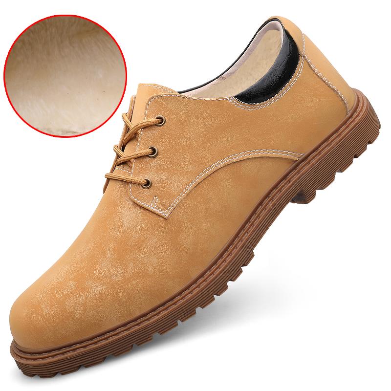 Fashion Autumn Winter  Warm Plush Men Outdoor Shoes England Trend Casual Shoes Male Suede Oxford Wedding Leather Dress Office Work Shoes