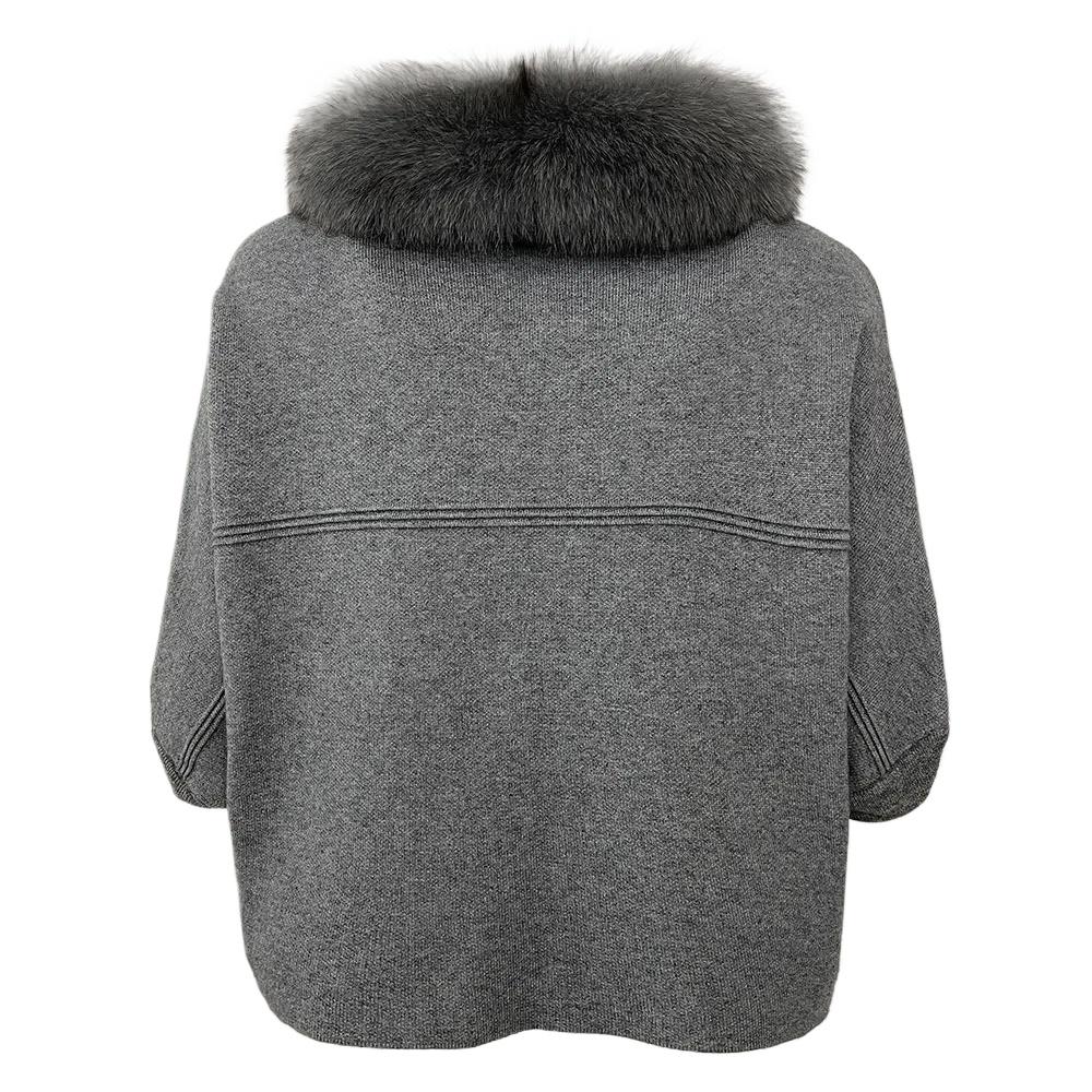OFTBUY 2024 Herbst Winter Echt Fuchs Waschbär Pelz Kragen Mantel Gestrickte Pullover Frauen Kurzarm Jacke Dicke Warme