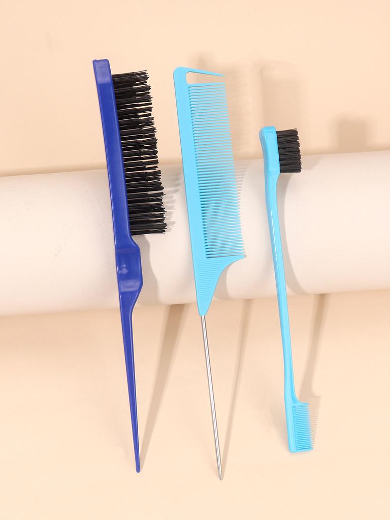 3 PCS Comb Set Edge Brush Bristle Hair Brush Rat Tail Comb, Hair Brush, Curly Hair Brush