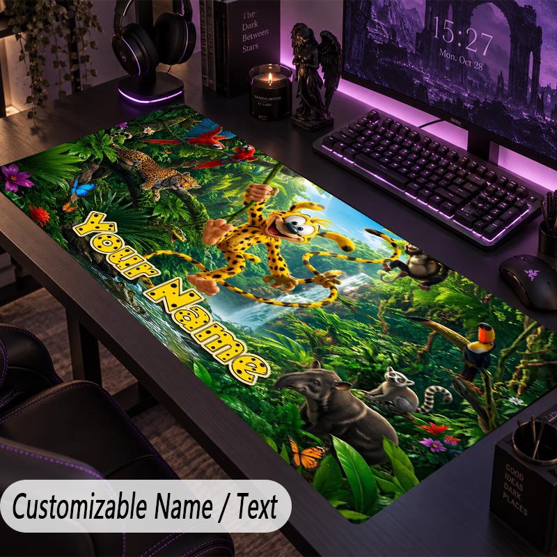 Custom Text Big Mousepad, Extended Desk Pad For Laptop Work GameMarsupilami