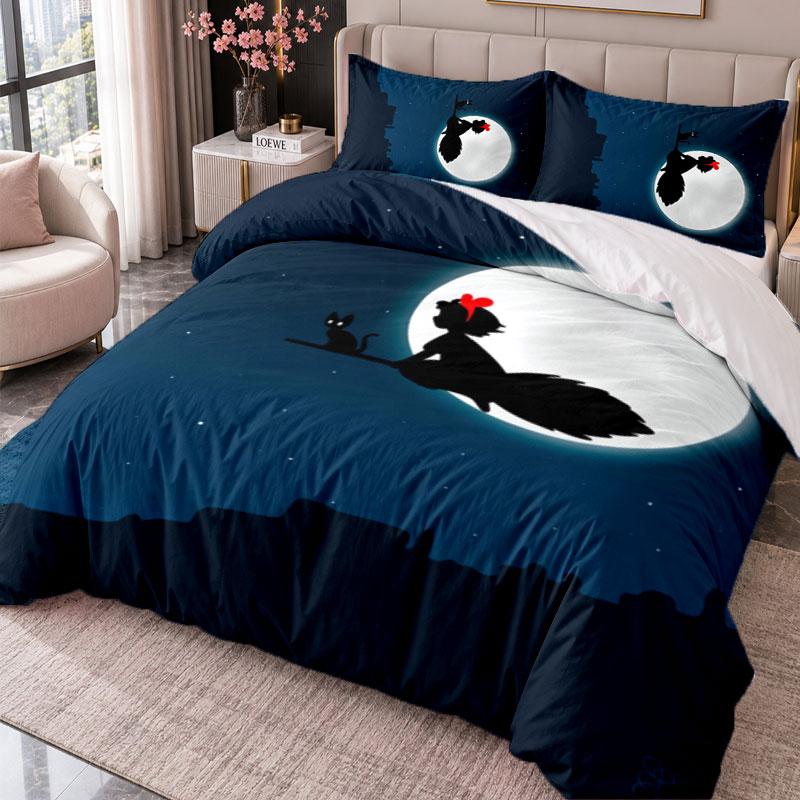 Kiki's Delivery Service Jiji 3Pcs Bedding Set Duvet Cover With Two Pillowcases For Bedroom Home Decoration