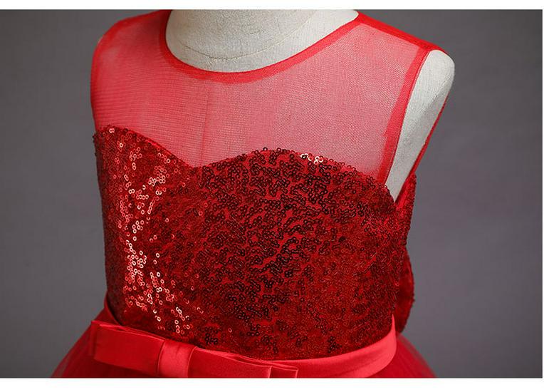 Girls' Summer Sequined Embroidered Mesh Princess Tutu Dress