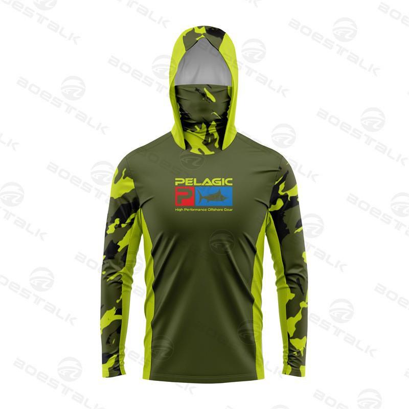 PELAGIC Langarm-Masken-Fischerkleidung Sonnenschutz Eis-Seiden-Gefühl Luya Atmungsaktiv Lässig Sport T-Shirt