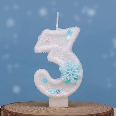 Glitzer Schneeflocke Zahlenkerzen Kinder Mädchen Frozen Geburtstagsparty Kuchenaufsatz Dekoration Zubehör 0-9 Digital Babyparty Geschenk
