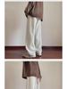 Khaki Velvet-Lined Corduroy Sweatpants for Boys - Oversized Wide-Leg Winter Trousers, American Style