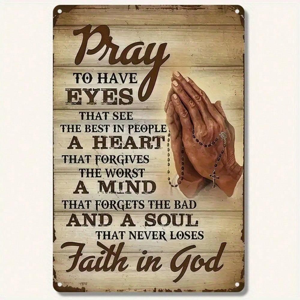 Vintage Metal Tin Sign Inspirational Quote Wall Decor Prayer Room