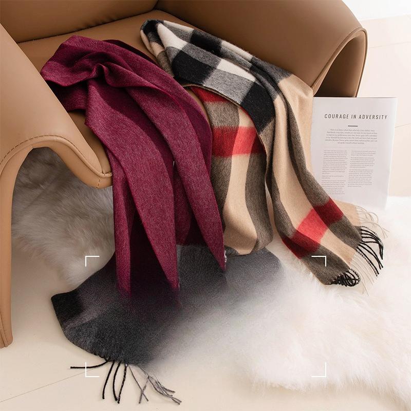 New Wool Scarf for Autumn and Winter Thickened Style for Couples  Korean Style Light Luxury Wide Plaid Scarf