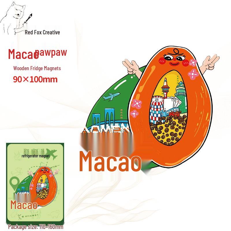 Hong Kong, Macau & Taiwan Scenic Wooden Refrigerator Magnet - Cultural & Creative Souvenir