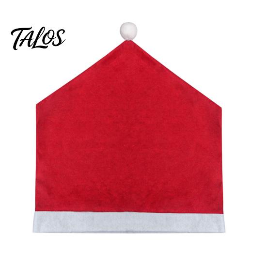 Office Cafe Holiday Chair Decor Christmas Cover, Red Santa Hat Dining Slipcover, Washable Fabric Covers Back Cover with Pom for Xmas Kitchen