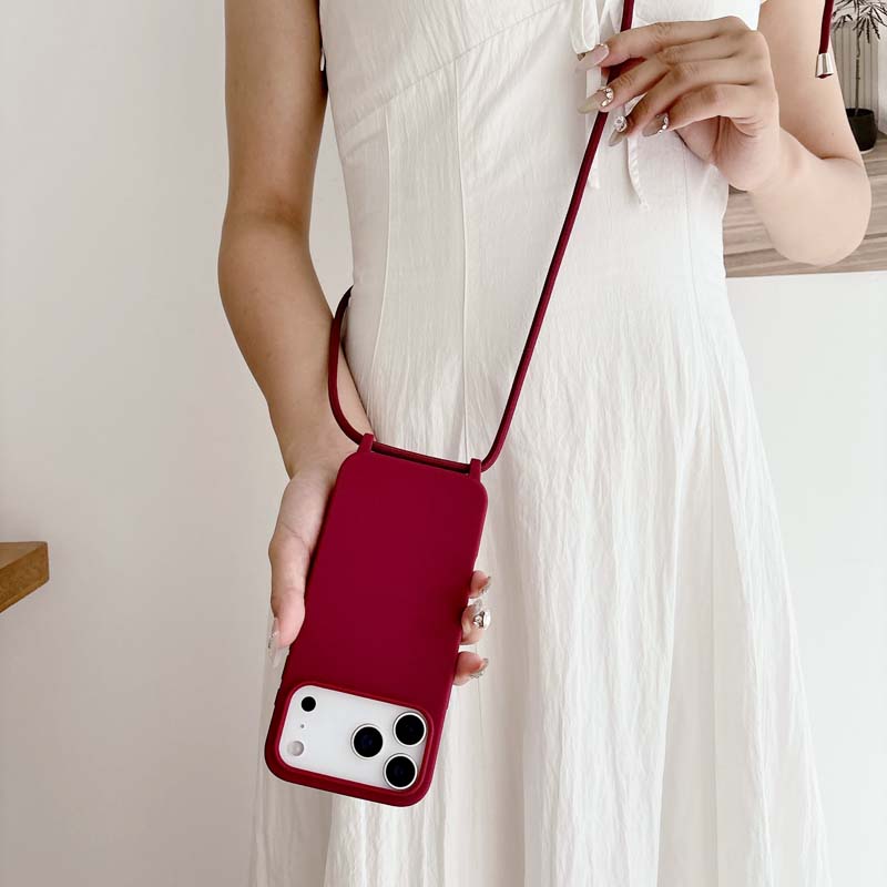 Husă de telefon cu șnur de lux pentru IPhone 17 Air 16 15 14 13 12 Pro Max Plus 16E, Culoare bomboană, Carcasă moale din silicon TPU