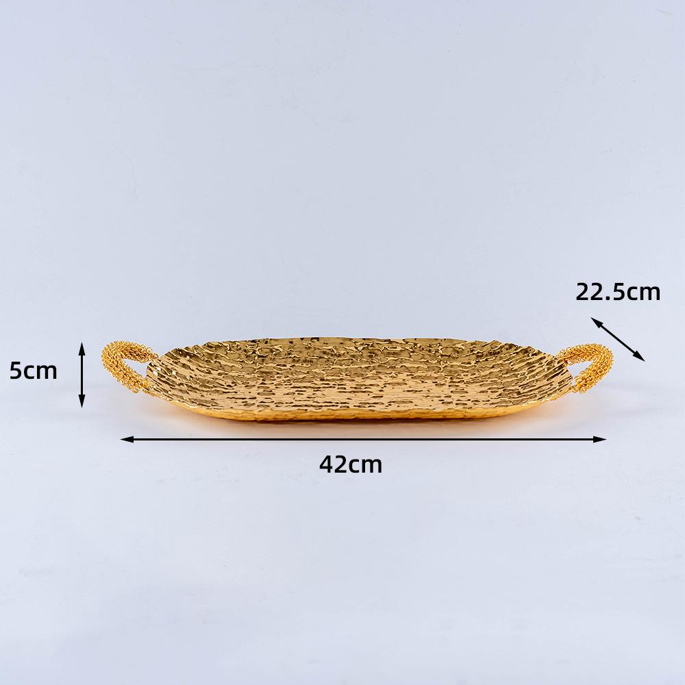 Nordic Wrought Iron Long Tray Golden Curved Fruit Snack Storage Tray Snack Fruit Platter