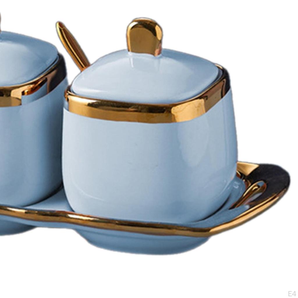 Ceramic Spice Jar Condiment Container Kitchen Bottle Set Seasoning for Restaurants