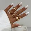 Salircon 6Pcs/set Vintage Irregular Gold Color Open Ring for Women Classic Geometry Smooth Metal Finger Ring Couple Jewelry Gift