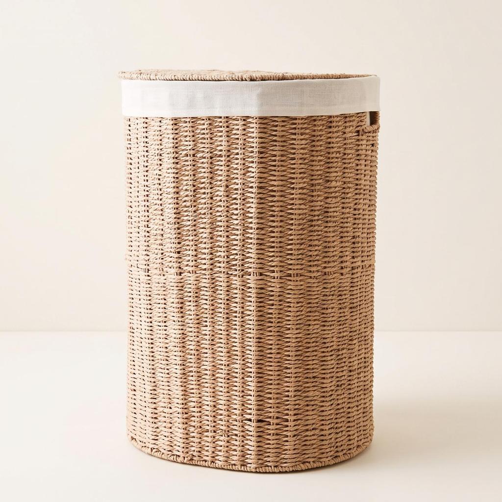 Laundry Hamper with Lid Handwoven Paper Rope Reinforced Woven Basket