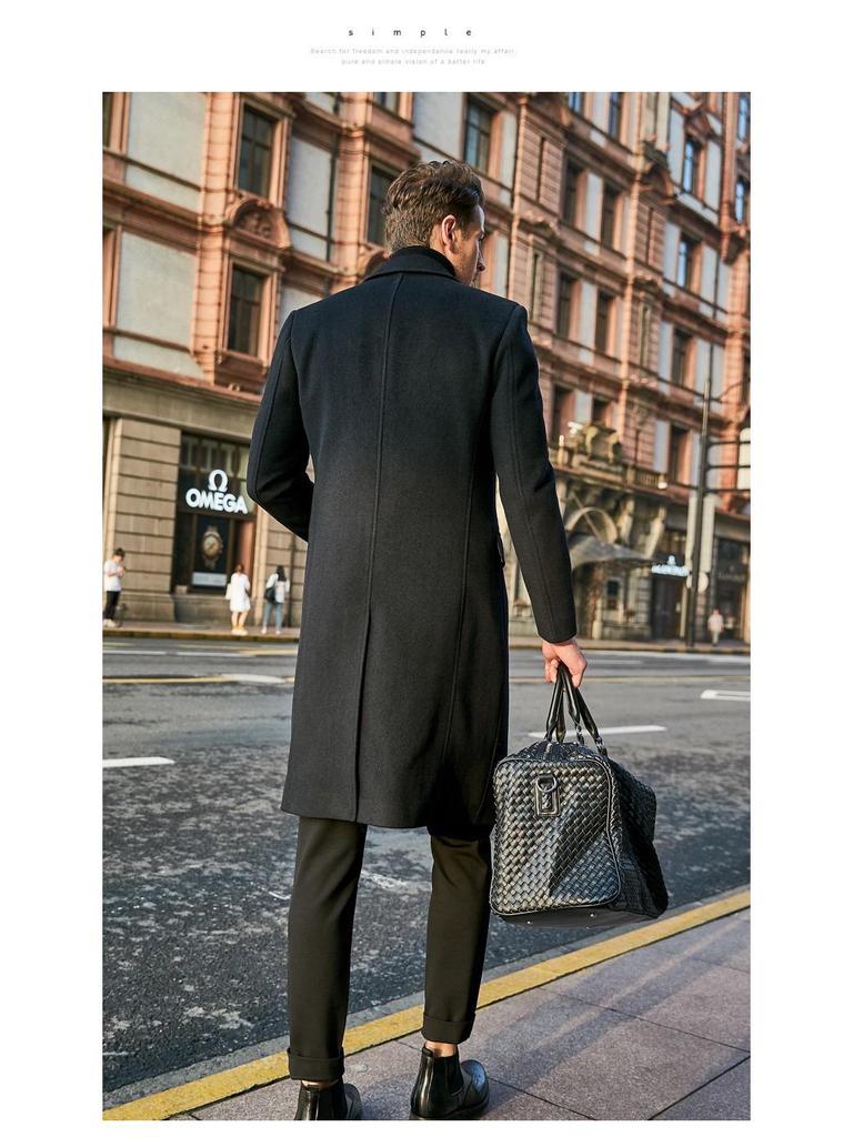 Herren Wollübermantel im britischen Stil mit langen Ärmeln - Herbst-/Winter-Trend