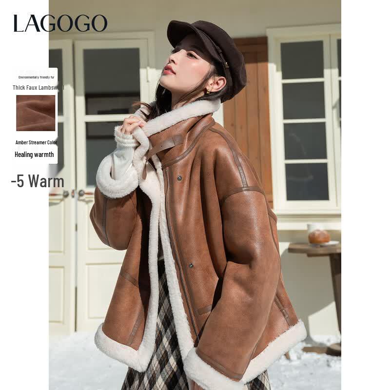 LAGOGO Women's Faux Shearling Coat