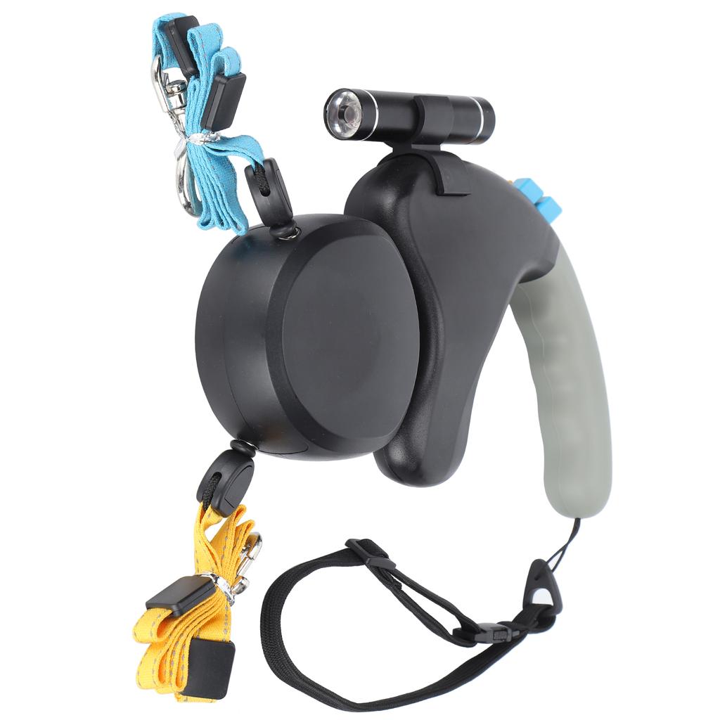 Haustier DoubleHead Zugseil One for Two Traction Dog DoubleEnded Leine mit LED-Licht(Schwarz )