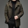 Mens Long Down Coat Winter Outdoor Jacket Thick Warm Hooded Parka Middle-Aged Men Black Gray Olive