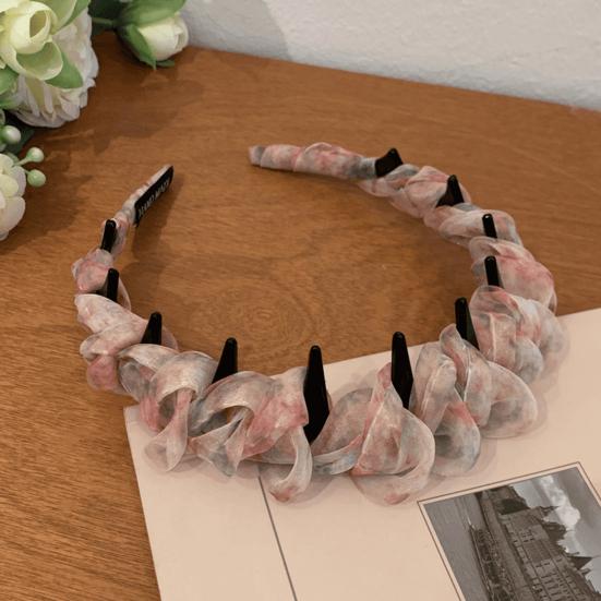 Women Headband Ribbon Decor Anti-slip Teeth Hair Hoop Versatile Bright