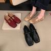 2025 New French Retro Versatile Word with Flat Bottom Suede Square Head Shallow Mouth Mary Jane Shoes Autumn